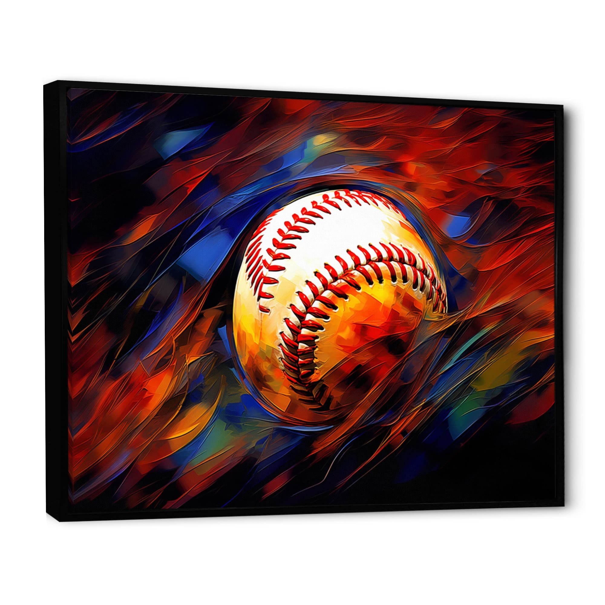 Designart "Baseball Abstract Glory I" Sports Framed Canvas Wall Art